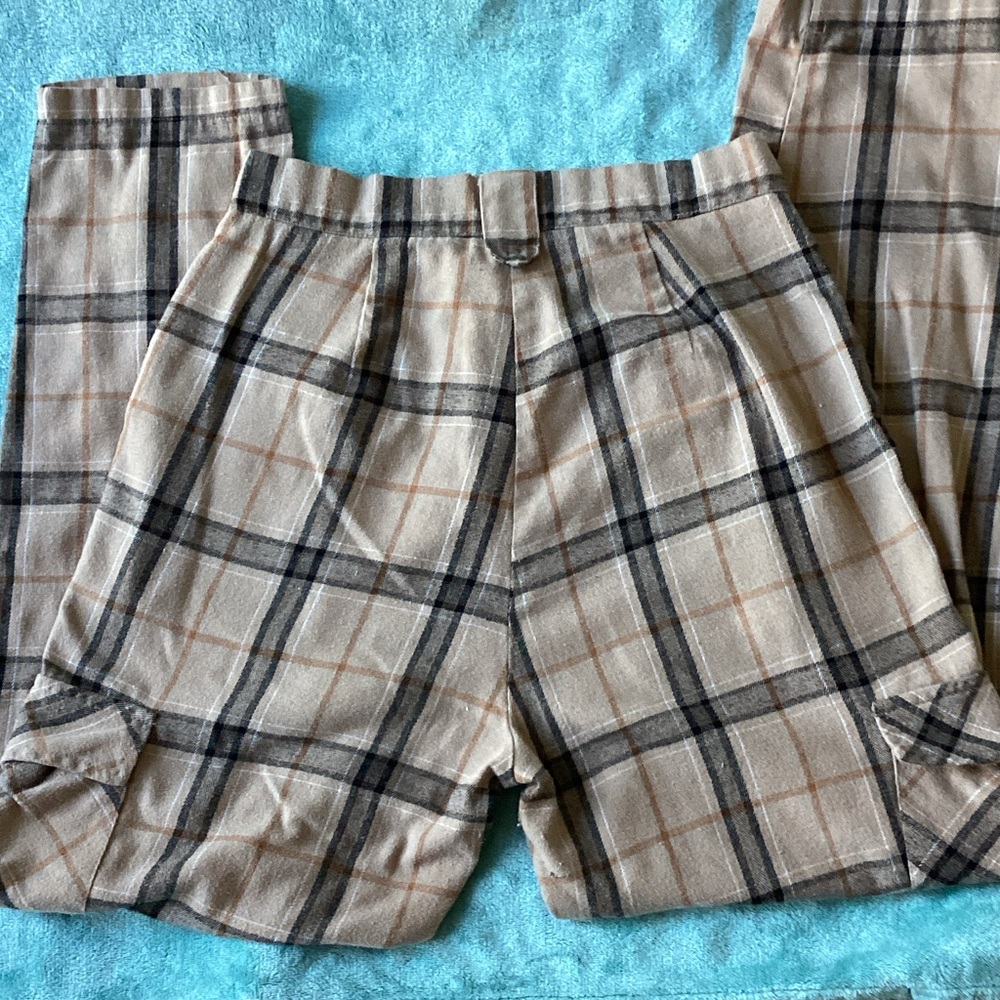 Plaid Women’s Pants in Beige and Black - Picture 3 of 3
